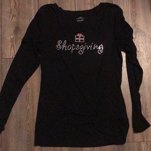 Shopsgiving crystal long sleeve black tee